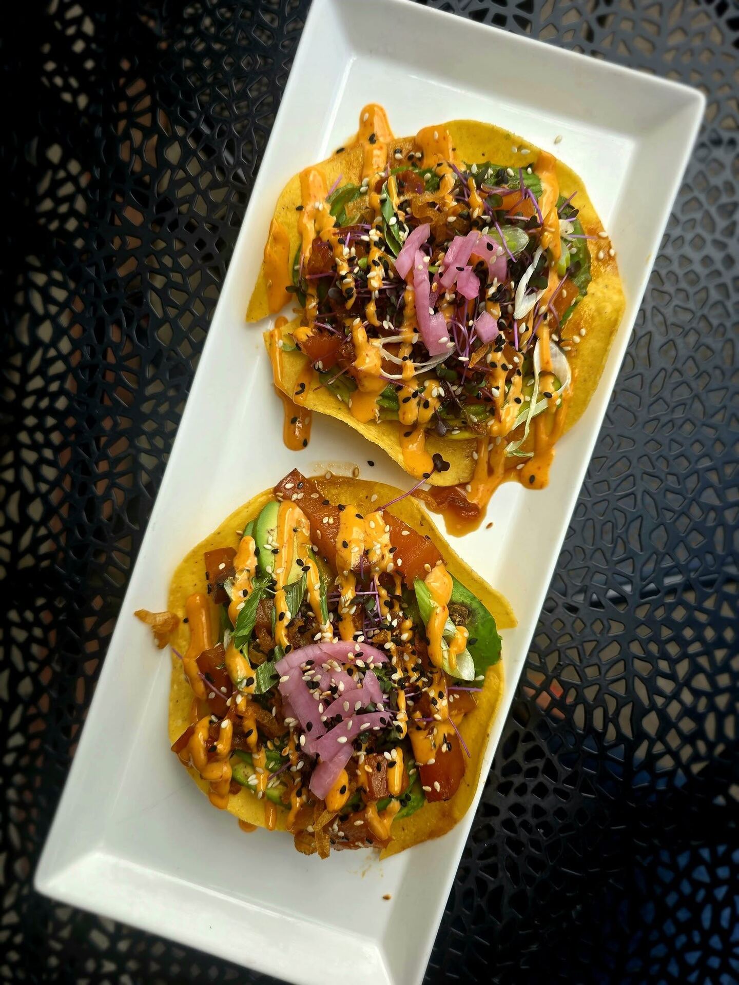 Salmon tostadas at Borracho's